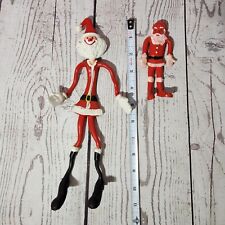 Vintage Rubber Bendy Bendable Santa Claus Figure Lot 2 Toys Fun World Christmas picture