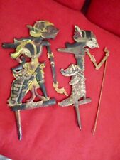 Vintage Carved Wooden Stick Shadow Puppet.  Lot of 2. picture