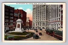 Portland ME-Maine, Monument Square Looking West, Vintage Postcard picture