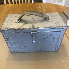 Vintage War Era Military Army Metal Steel Ammo Supply Chest Box Can Canvas Strap picture