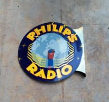 PORCELIAN PHILIPS RADIO  ENAMEL SIGN SIZE 18 INCHES DOUBLE SIDED picture
