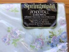 Vtg Wondercale Springmaid Double Fitted Sheet Blue Lavender green  pillowcase picture