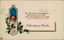 Postcard Holiday Christmas Wishes Embossed Divided Back Posted 1917 picture
