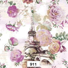 (911) TWO Individual Paper Luncheon Decoupage Napkins - PARIS, FLOWERS, ROSES picture