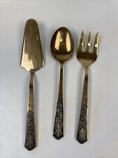 Vintage Amfarco Siam 3 Piece Serving Set Utensils Sterling Silver Inlay Buddha picture