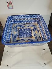 Temp-tations Old World 2.5qt Presentable Ovenware Blue White picture