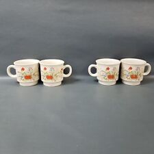 Vintage Stoneware Coffee Mugs Teacups Set of 4 Cups Cottagecore Floral^ picture