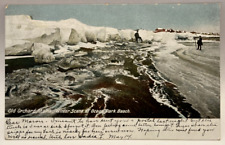 1906 Winter Scene at Ocean Park Beach, Old Orchard, Maine ME Vintage Postcard picture