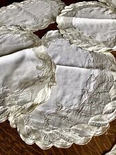 Vtg ANTIQUE 1930s MADEIRA LINEN *Organdy & Satin Embroidered PLACEMATS-Napkins picture