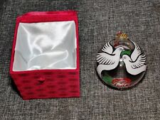 Chase Inside Art Peace Doves Reverse Painted Blown Glass Christmas Ornament Ball picture