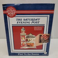 Norman Rockwell Fire To The Rescue Lighted Fire Station House Saturday Evening picture