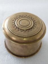 Antique Heavy Brass Trinket box charm Handmade engraved Trench art Model picture