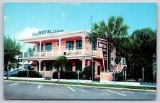 Clearwater Beach FL~Pink Coca Cabana Motel From Parking Lot~1957 Chrome Postcard picture