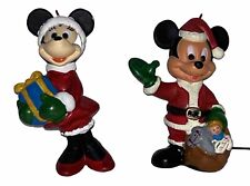 Vintage Walt Disney Co. Mickey Santa Minnie W/ Gift Christmas Ornaments  picture