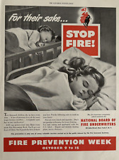 1949 Fire Prevention Week National Board Fire Underwriters NY Insurance VTG Ad picture