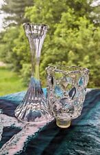 Vintage PARTYLITE Glass Quilted Peglite Votive Cup Candle Holder w/ Candlestick  picture