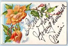 Young America Minnesota MN Postcard Greetings Embossed Flowers And Leaves 1908 picture