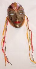 Vintage Brass Woman Ornate Face Mask Made In India 6.25