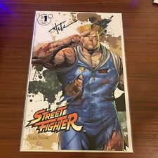 Street Fighter Comic #1 Guile Battle Damage Trade  SIGNED By Tyler Kirkham W/COA picture