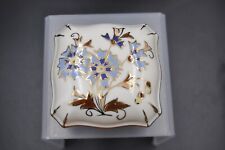 VINTAGE HUNGARIAN ZSOLNAY “CORNFLOWER” TRINKET BOX W Gold Accents Hand Painted picture