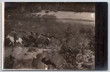 Swimming Horses - Men Crossing River on Horseback - RPPC - Real Photo Postcard picture