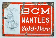 Vintage Enamel Porcelain Ad Sign BCM Lantern Mantles Original Old Nice Color  picture