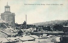 HAMILTON OH - Great Bridge East Abutment Flood Damage Postcard picture