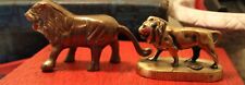 2 Vintage miniature Brass Lion's - 1 marked Milcreek Lions - 1 brass unmarked picture