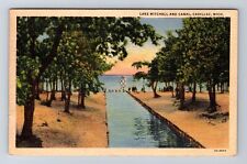 Cadillac MI-Michigan, Lake Mitchell & Canal, Antique, Vintage c1946 Postcard picture
