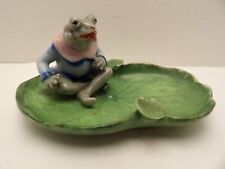 VINTAGE 1950 CERAMIC FROG PRINCE ON LILLY PAD FIGURINE FROM OCCUPIED JAPAN #6 picture