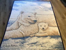 Biederlack Orion Throw Blanket Polar Bear & Cub 76x58 James Hautman Made in USA picture
