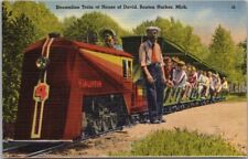 1940s BENTON HARBOR, Michigan LINEN Postcard Streamline Train at House of David