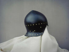 Medieval Knight Steel Blackened Sallet Helmet LARP Reenactment picture