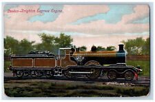 England Postcard London Brighton Express Engine Train No. 55 c1910 Antique picture