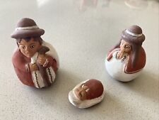 Nativity 3 Figures Peru Handmade Folk Art Christmas Clay Pottery Latin American picture