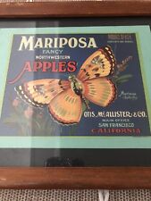 VTG Mariposa Brand Apple Crate Label, Butterfly Fancy 10.75”x8.75” picture