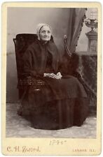 Circa 1880'S Named Cabinet Card Beautiful Older Woman Sitting in Chair Lanark IL picture