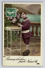 c1910 RPPC Studio Portrait of French Boy Henri Hand Colored Real Photo Postcard picture