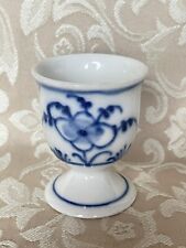 Antique Blue Onion Floral Porcelain Egg Cup picture
