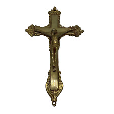 Vintage Antique Crucifix GATCO Solid Brass Religious Jesus Christ Wall Hang picture