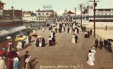 On The Boardwalk - Crowd of People - Atlantic City, Jersey 1907 Postcard picture