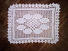 Filet Fine Crochet Lace Doily Antique Vintage Ivory Grandmother's Delight picture