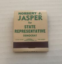 Vintage Norbert J Jasper Matchbook Full Unstruck Ad Matches Souvenir Democrat picture
