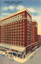 ATLANTA, Georgia Postcard HENRY GRADY HOTEL Street View / Curteich Linen c1948 picture