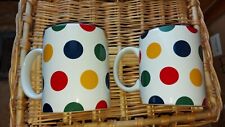HUDSONS BAY Company HBC Green Yellow Red Blue ICONIC Polka Dot Pair Coffee Mugs picture
