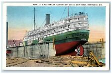 1936 SS Alabama Floating Dry Docks Ship Yards Manitowoc Wisconsin WI Postcard picture