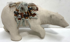 Large Native Decorated Polar Bear w/ Feathers and Tassels 12