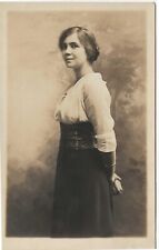 RPPC Young Women in Studio Looking Confident c1910 Real Photo Postcard picture