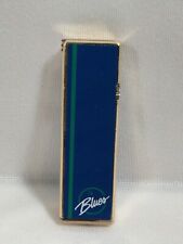 Vintage PM BLUES Cigarette Lighter Slim Gold & Blue Made In Korea Smoking  picture