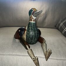 Handmade Antique Wooden Painted Duck With Jointed Wings Legs Mantle Decor OOAK picture